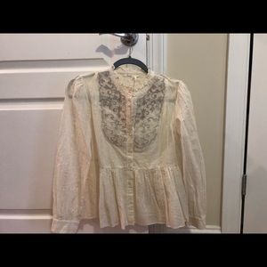 Anthropologie white and gold blouse - 4P